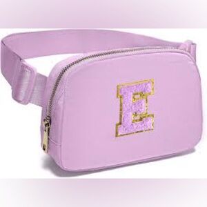 Gitus Lavender fanny pack Lilac Belt Bag w Letter E textured pastel coquette